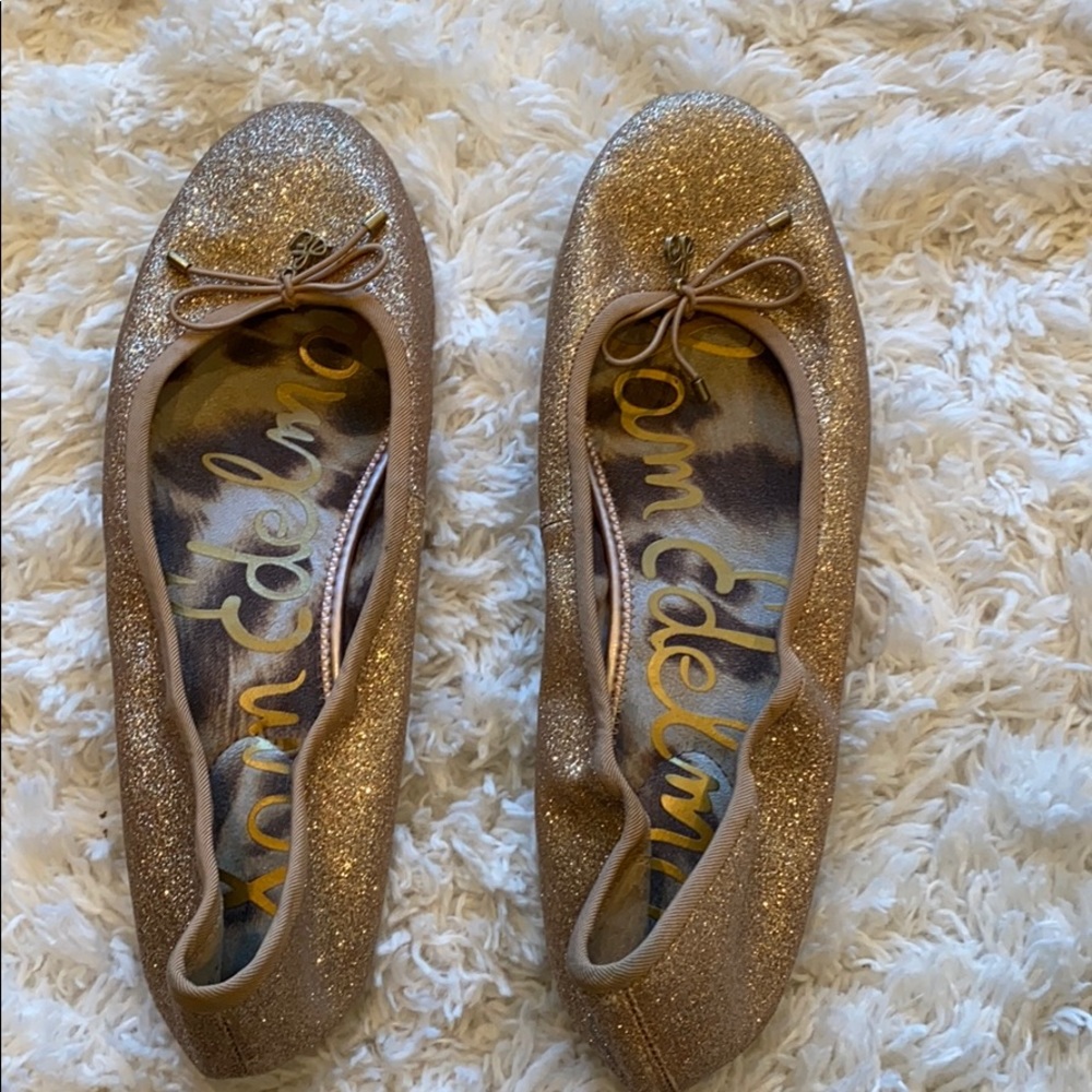 Sam Edelman gold glitter ballet flats